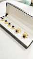 Stud Button Set Golden Square Shape with Black Stone| Stud button Set for Men Shalwar Kameez| Men Accessories. 