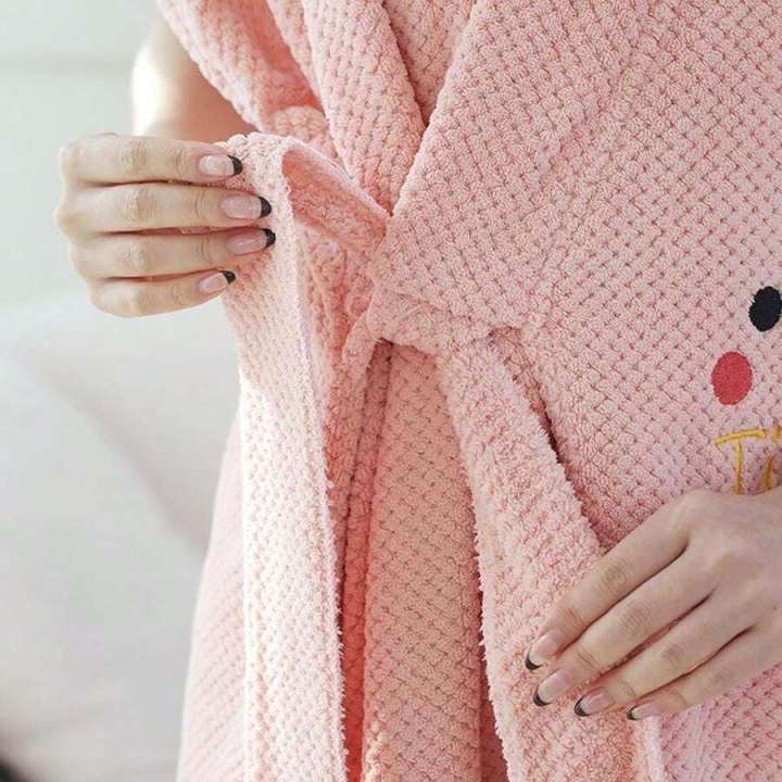 Women's%20Wrap%20Towel%20Spa%20Robe%20Hair%20Towel%20Adjustable%20Closure%20Long%20Robe%20V-Neck%20Shawl%20Bathrobe%20Dry%20Hair%20Cap%20Set,%20Fluffy%20Comfortable%20-%20Image%206