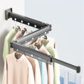 Folding Space Saver Hanger Wall-Mounted Foldable Aluminum Alloy Clothes Drying Rack for Balcony Bedroom Kitchen Living Room.