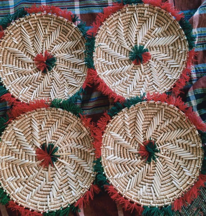Set of 4 meal baskets/Chabi/Pindi (made from wheat branches)