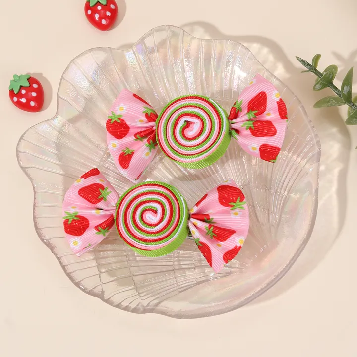 2Pcs%20Candy%20Bow%20Hair%20Clips%20Sweet%20Strawberry%20Heart%20Print%20Hairpins%20Rainbow%20Barrette%20For%20Girls%20Kids%20Children%20Headwear%20Accessories%20-%20Image%204