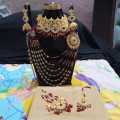 Latest design New bridal Jewelry set with matha pati in red colour. 