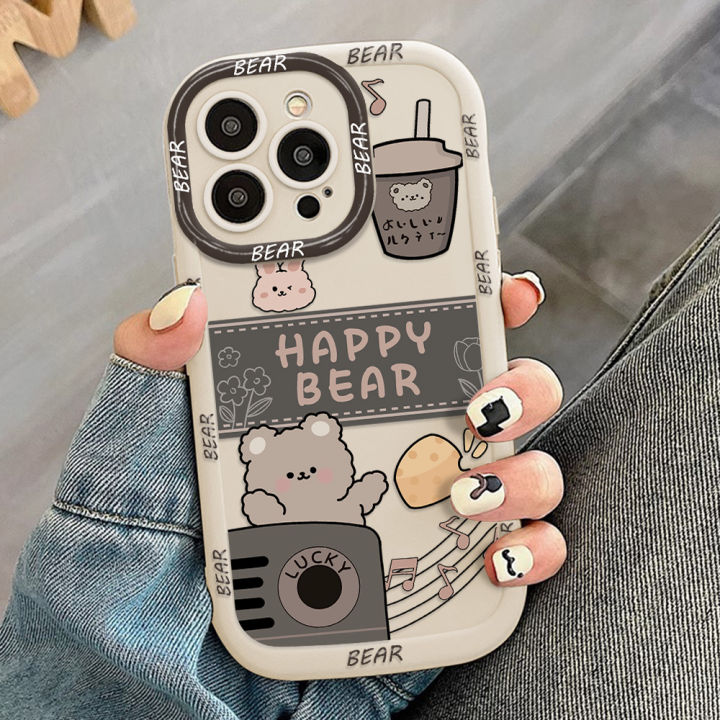 Cute cartoon bear soft phone case for iPhone 16 15 14 13 12 11 pro Max ...
