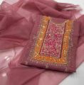 Organza apliq gotta hand work embroidery 3 pcs unstiched suit party wear special. 