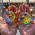 2pcs, Round Crystal Sun Catchers, Glass Prism Hanging Sun Catchers, Rainbow Maker For Window, Balcony, Kitchen, Garden Decorat. 