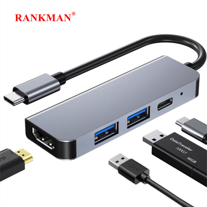 USB C Hub to 4K HDMI-compatible Type C PD Charging USB 3.0 2.0 Docking for MacBook iPad Samsung S21 Dex TV Mouse Nintendo Switch