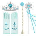 Girls Elsa Anna Accessories Set Kids Party Princess 4 Piece Set Snow Queen Snowflake Magic Wand Tiara Crown Gloves Wig Braid. 