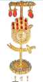 Alam Pak Small Decoration Piece Gold Polish with White and Red Stone Handmade Zulfiqar Design. 