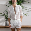 Long-Sleeved Shirt Casual Shorts Fashionable Men's Suit with Summer Suit Sportswear.