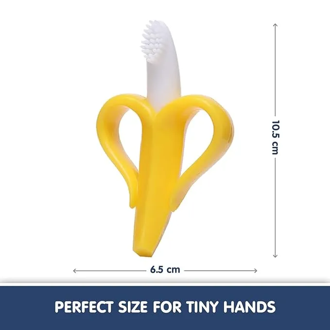 Silicone Baby Banana Teether & Infant Toothbrush, Ergonomic Grip