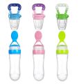 2 in 1 Baby Infant Food Fruits Soft Bite Nipple Feeder Silicone Pacifier With Baby Spoon Squeeze Soft Silicone Spoon Feeder Feeding Tool

 For Babies. 