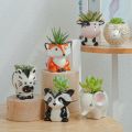 Cute Ceramic Animal Flower Pot Cartoon Zebra Sheep Cow Head Mini Pot Succulents Plants Bonsai Pots Home Garden Decoration. 