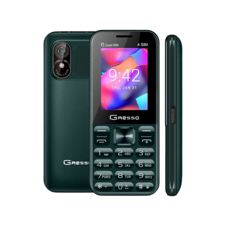 Gresso 4 Sims - 4 Sims - PTA Approved - 2.4 Inch Display - 3200mAH Battery - Auto Call recording - Wireless FM Radio - LED Torch Light - 3D Sound Speaker - Audio & Video Player - Memory card supported - 1 year brand warranty