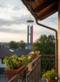 Multicolored Wind Chime - Decorative Hanging – 5-Pipe Tuned Aluminum Tubes with Wooden Top – Indoor and Outdoor Relaxing Melodic Sound for Home, Balcony, Garden, & Patio Decoration. 