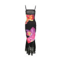 Sexy Black Dresses Women New Summer Lace Fashion Print Sleeveless Backless Strap Maxi Dress Casual Club Elegant Female Dresses. 