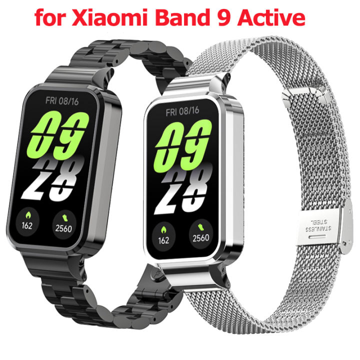 Case +Strap For  Mi Band 9 Active Bracelet for  Smart Band 9 Active Stainless Steel Metal Watchband Mi Band 9 Active