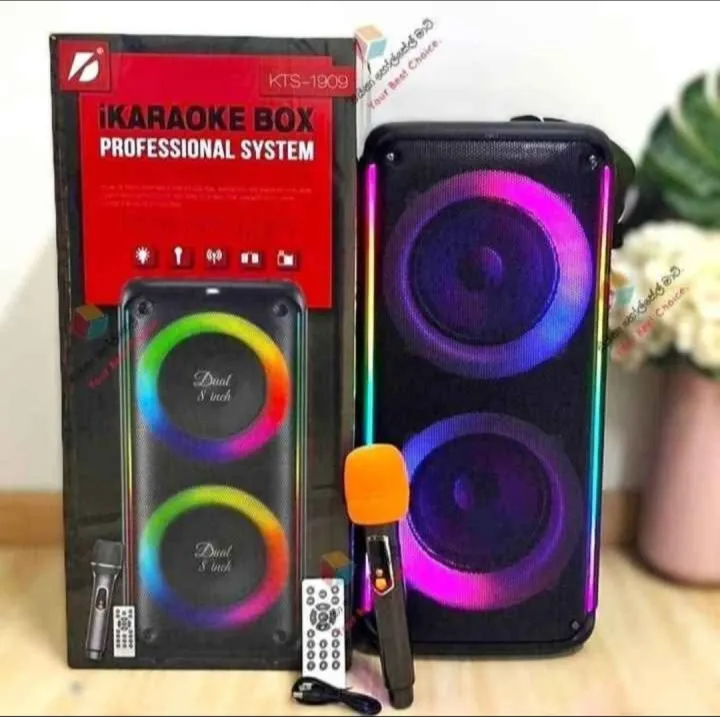Kts-1909%20Dual%208%20Inch%20Karaoke%20Subwoofer%20Bt%205.0%20Dj%20Good%20Sound%20Speaker%20with%20Wireless%20Microphone%20Portable%20Bass%20Rgb%20Light%20Speaker%20-%20Image%202