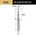 CNC 3D Carving Bits Solid Carbide Tapered Ball Nose End Mill Tapered Ball Nose Spiral Engraving Router Bits Endmill.