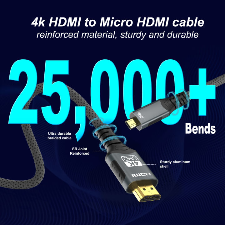 4K@60Hz%20Micro/Mini%20HDMI%20to%20HDMI%20Cable%20Braided%20HDMI-compatible%20Male%20to%20Male%20Bi-Directional%202.0Cord%2018Gbps%20for%20Camera%20Monitor%20-%20Image%204