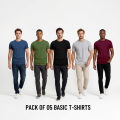 Pack Of Five Plain Round Neck T Shirts For Men Half Sleeve Soft Cotton Sports Gym Wear Premium Quality. 