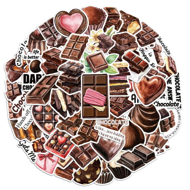 50PCS Chocolate Stickers Exquisite Handheld Materials Phone Cases Laptop Suitcases Water Cups Waterproof Stickers