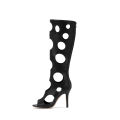 Women's Hollow Out High Heel Sandals Peep Toe Thin Heel Knee High Boots Summer Gladiator Cut Out Shoes for Party,Club,Streetwear.