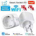 Smart Plug WiFi Socket EU 16A/20A With Power Monitor Timing Function Tuya Smart Life APP Control Works With Alexa  Home. 