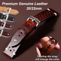 Premium Genuine Leather Strap 20mm 22mm Quick Release Oil Wax Discoloration Cowhide Leather Watchband Business Men Women Straps.