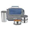 MILTON Daily Meal Lunch Box with Unisex Bag, 3 Stainless Steel Containers 300 ml Each & Tumbler 400 ml, Leak-Proof Tiffin for Office, College, Picnic. 