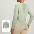 2026 Spring Summer New Women's Yoga Top Loose Mesh Breathable Sports Long Sleeve T-shirt Basic Solid Color Top Riding Clothes.