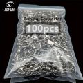 JSFUN 5 Size 100pcs/Pack Swivels Fishing Connector Pin Bearing Rolling Swivel Snap Fastlock Clips Fishhook Fishing Tackle.