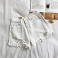 Korean Denim Shorts Women Summer Fashion Casual High Waist Ripped Jeans Pocket Tassel Y2K Hot Pants Streetwear Blue Trousers.