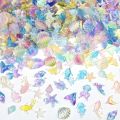 50PCS 3D Creative Simulated Conch Shell Nail Charms Colorful Translucent Jellyfish Ocean Series Resin Nail Art Decorations DIY. 