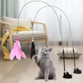 Cats Toys Feathers Wand Interactive Toy Kitten Toys with Super Suction Cup Detachable 2 PCS Feather Replacements Cat Accesorios. 