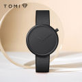 TOMI Women's Minimalist Style Leather Watch Women's Small Disc Scaleless Fashion Watch Minimalist Women's Leisure Quartz Watch. 