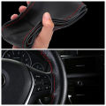 SEAMETAL Cowhide Steering Wheel Cover Soft Leather Steering Cover Wear-Resistant Anti Scratch Steer Wheel Protector for 37-39cm.