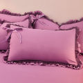 Korean Princess Style Pillowcase with Large Lace Ruffle Girls Home Bedroom Decorative Soft Washed Cotton Pillow Cover 48x74cm.