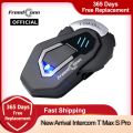 FreedConn Bluetooth Motorcycle Intercom Helmet Headset Music FM Waterproof 8 Riders Headphones Comunicator 1000M T Max S Pro.