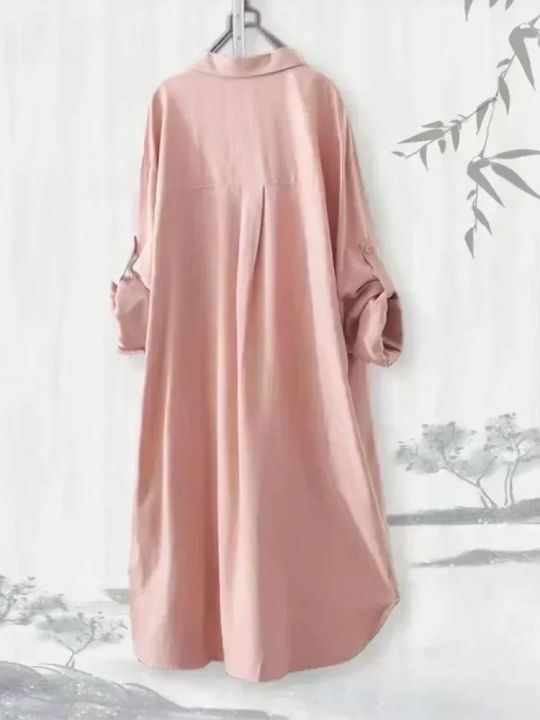 Plus%20Size%20Women%20Breathable%20Blouse%20Korean%20Shirt%20New%20Popular%20Loose%20Casual%20Fashion%20Simple%20Solid%20Female%20Long%20Sleeved%20Top%20Of%20Clothing%20-%20Image%203