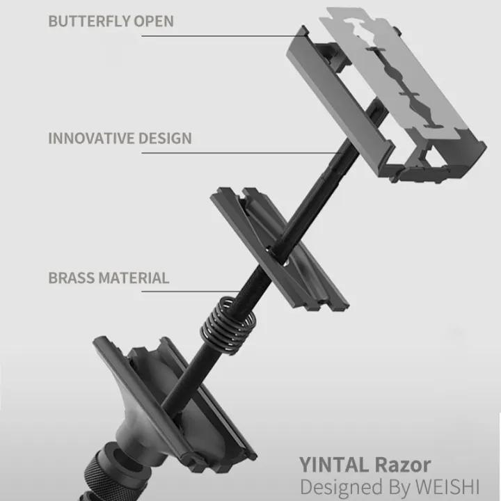 YINTAL%20Adjustable%20Butterfly%20Open%20Double%20Edge%20Safety%20Razor%20Set%20Matte%20BLACK%20Brass%20Razors%201%20Razor%201%20Base%205%20Blades%20-%20Image%206