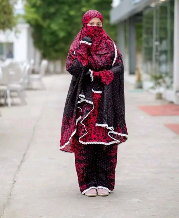 Ladies free size long khimar and plazzo set for regular use