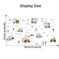 1PC Cartoon Excavator Crane Dump Truck Tree Wall Stickers for Waterproof PVC Kids Room Kindergarten Home Decoration. 