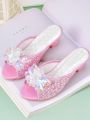 Girl Princess Crystal Slippers High Heels Children's Furniture Slippers. 