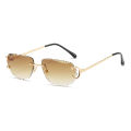 Retro Sunglasses For Men And Women High-End Frameless Fashion UV400 Irregular Cut Lenses Women Sun Glasses. 