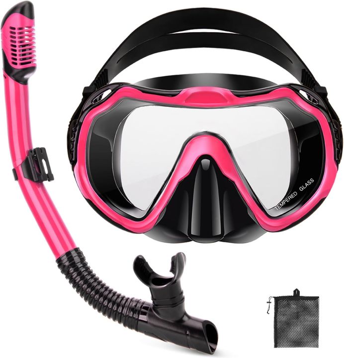 Scuba Diving Mask Snorkel Set For Adults Tempered Glass Professional Panoramic Snorkeling Gear - View #9
