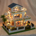 NEW DIY Wooden Mini Seaside Villa Miniature Building Kits Doll Houses With Furniture Casa Dollhouses for Friends Birthday . 