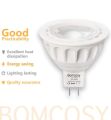 BOMCOSY LED BLUB 5.3 BASS 5W 6000K NON DIMMABLE AC/DC 12V GOOD PRACTICABILITY GOOD HEAT DISSIPATION ENERGY SAVING LIGHTING LASTING QUALITY ASSURANCE LONG LIFESPAN. 