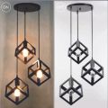3in1 Base Square Cube Hanging Lamp / 2in1 Base Square Cube Hanging Lamp, Ceiling Lamp, Pendant Lamp, For Home, Office, TV Lounge, Bed Room, Led Light, Led Bulb, Filament Bulb. 