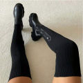Women Thick Sole Boots 2024 Autumn Winter Breathable Knitting Sock Ladies Thigh High Boots Stretch Round Toe Shoes Plus Size 43.