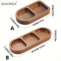 Solid Wood Rectangle Tray 2/3 Grid Condiment Plate Breakfast Food Sushi Bread Dessert Sauce Plate Kitchen Dinner Seasoning Dish. 